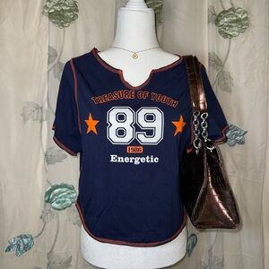 Women’s Soft sports tee dark navy blue crop top